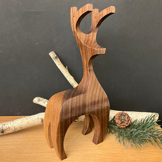 Carved Stylized Deer Black Walnut