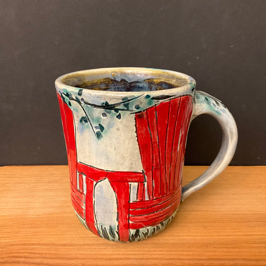 Mug with Carved Red Adirondack Chair