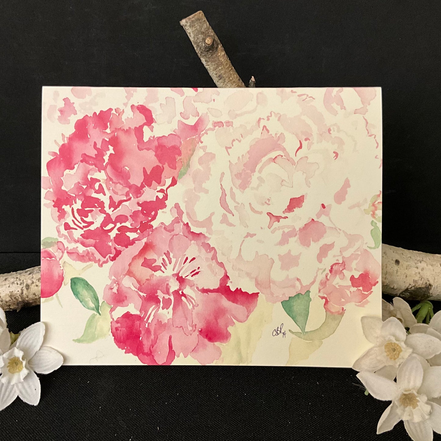 Peonies close up greeting card