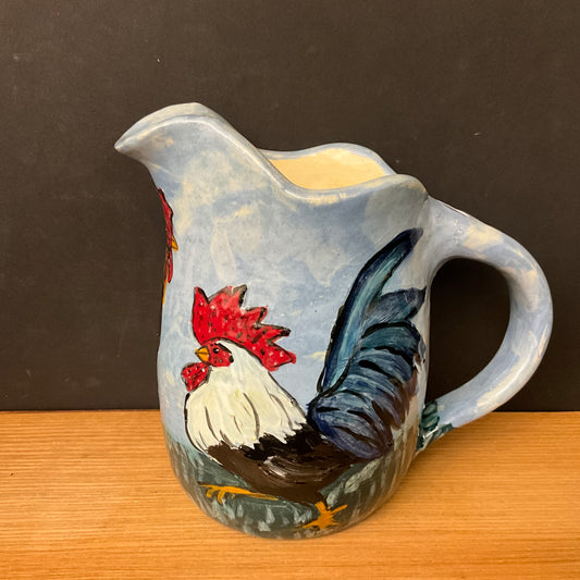 Pitcher - Rooster on Blue