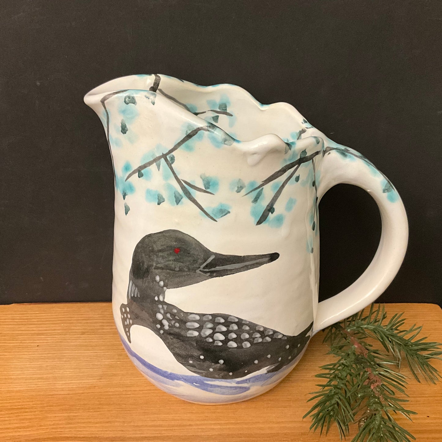 Pitcher - Loon on White