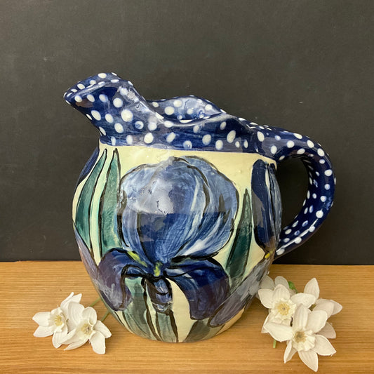 Pitcher with Dark Blue Irises