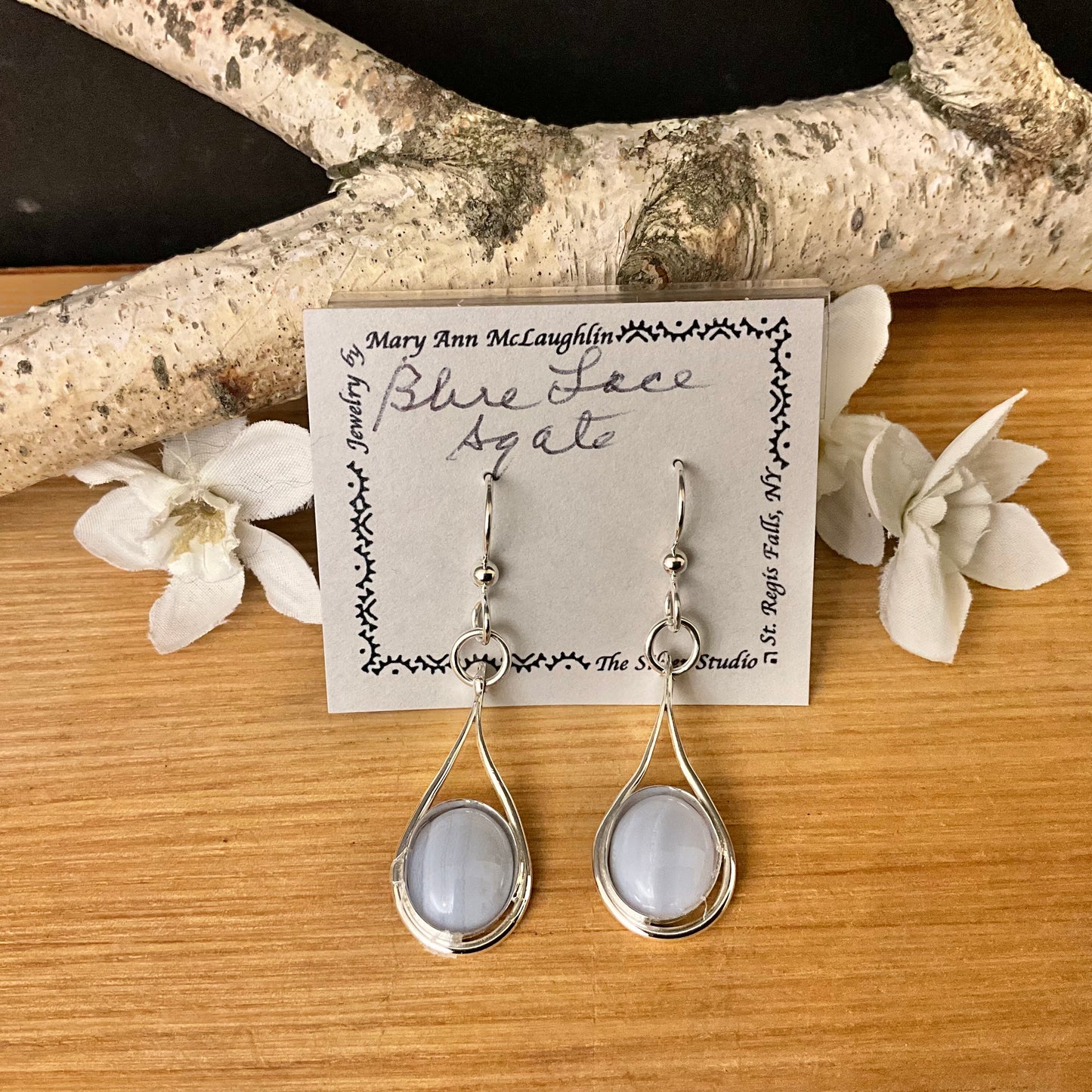 Small Teardrop Earring with Blue Lace Agate