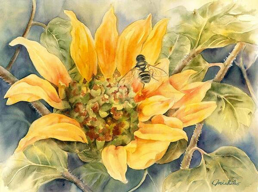 Bee at Work Matted Print from an Original Watercolor