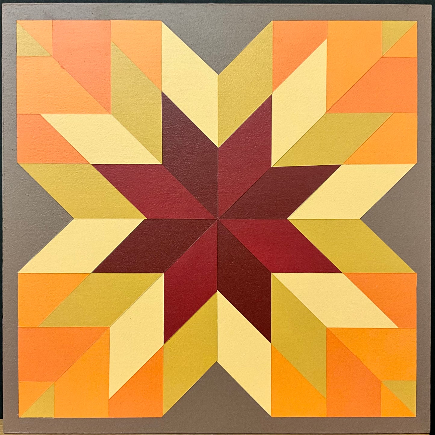 Barn Quilt - Orange & Red star 1 x 1