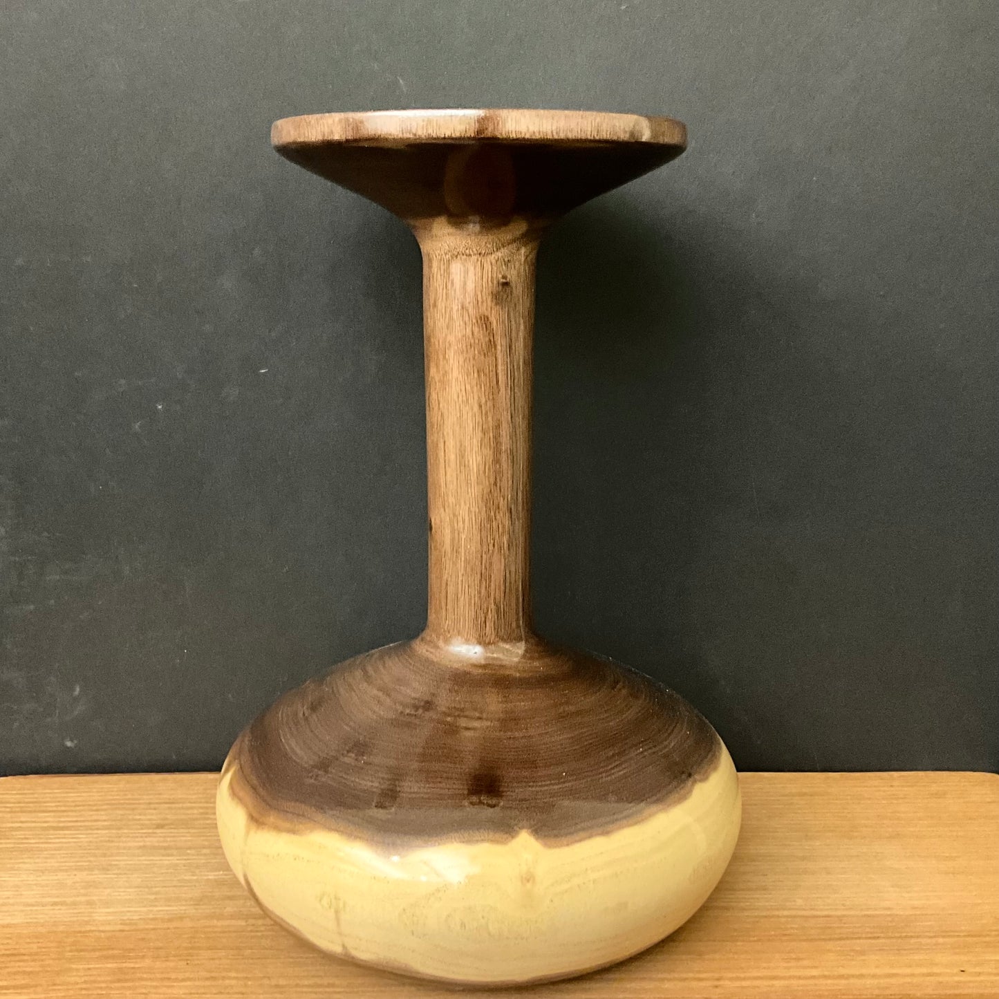 Walnut Vase w Tall Thin Neck