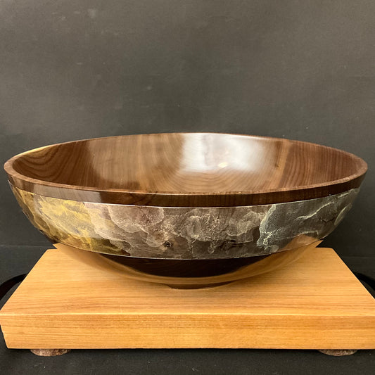 Walnut Bowl w Cosmic Nebulae Design on Rim