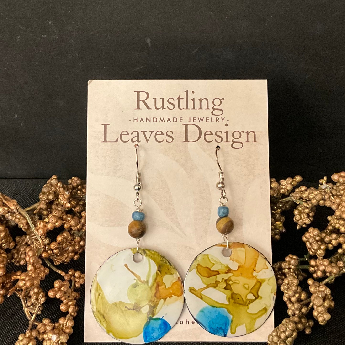 Blue & Olive Circles Earrings