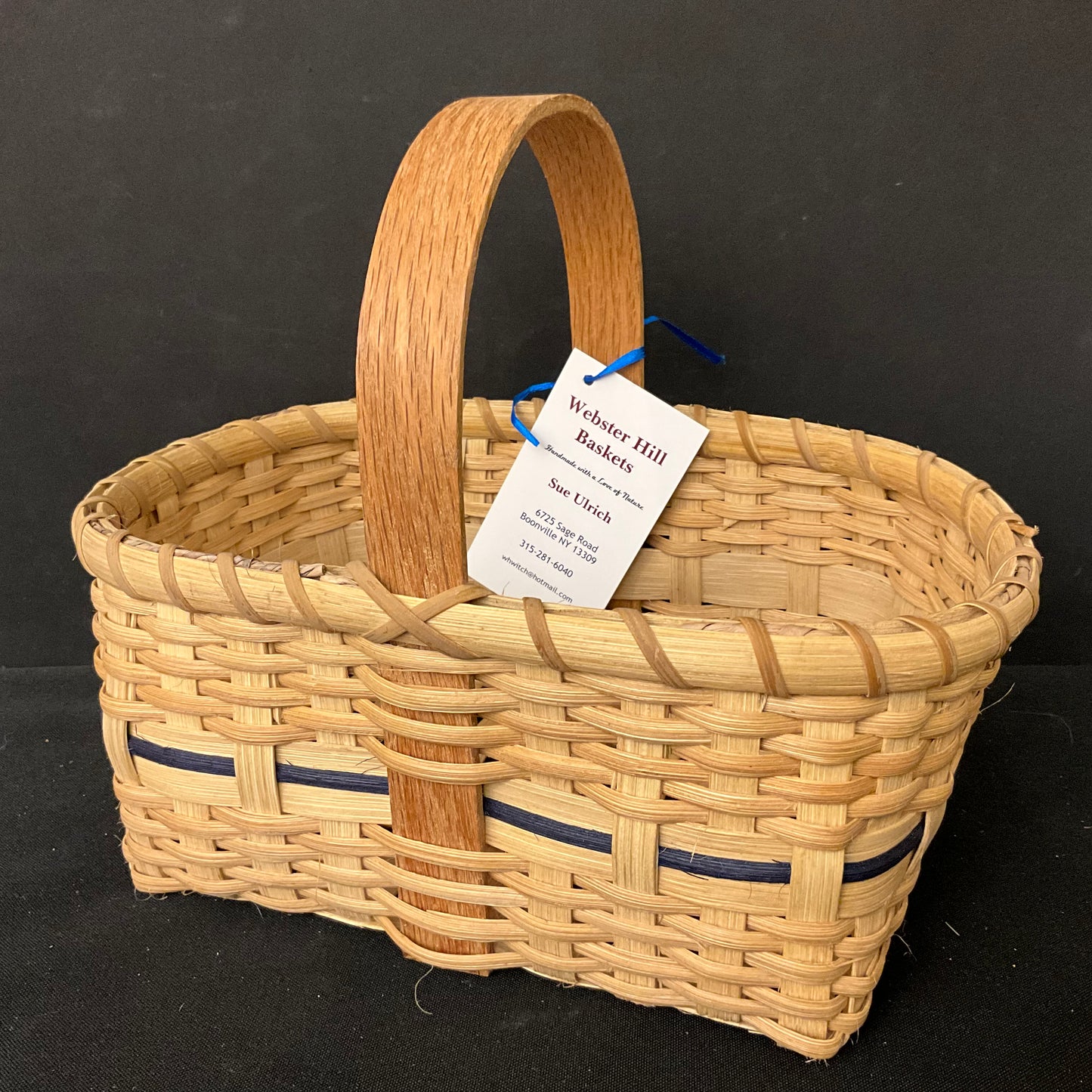 Small Handled Basket with Navy Detail
