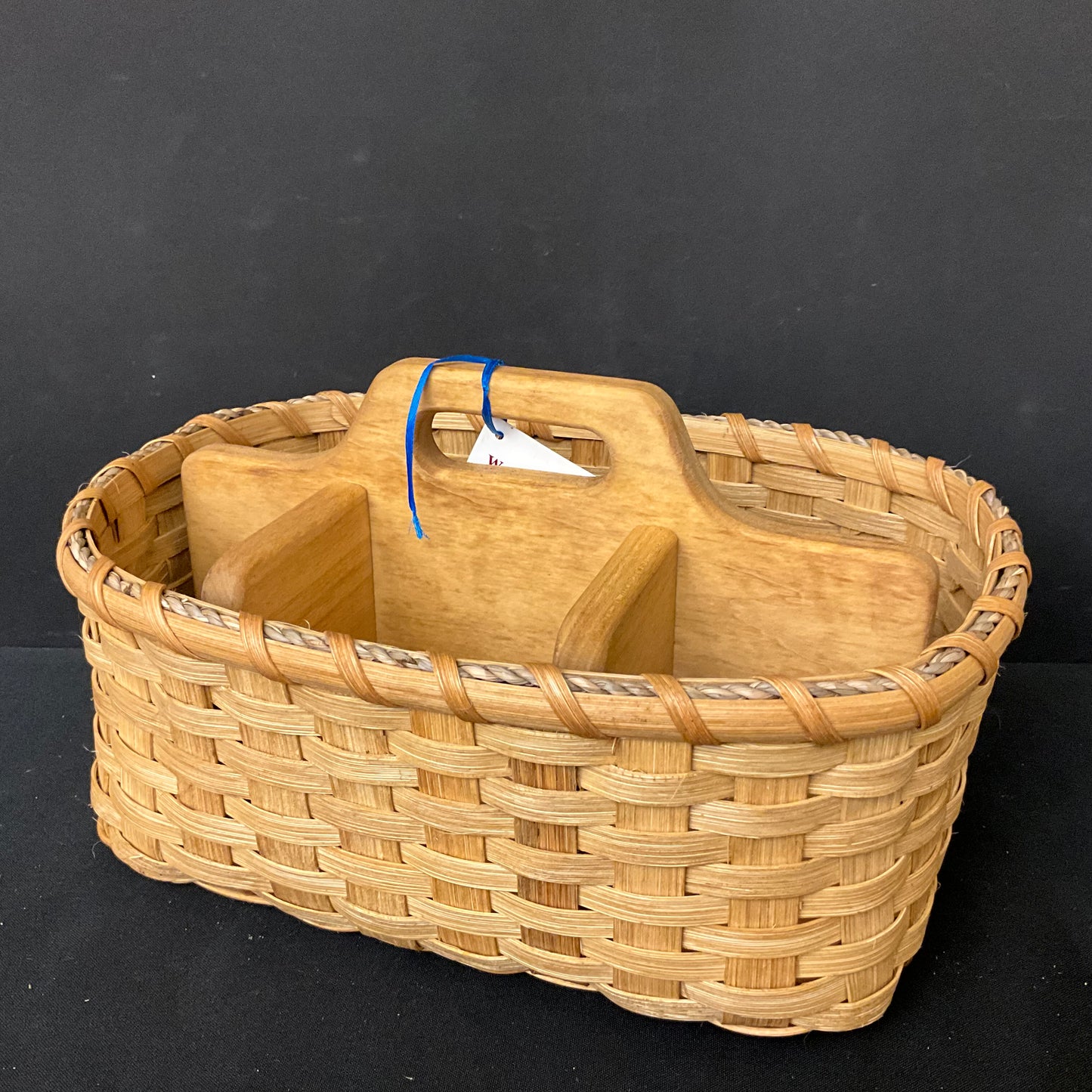 Carry Tableware/Picnic Basket with Wood Divider and Wood Bottom
