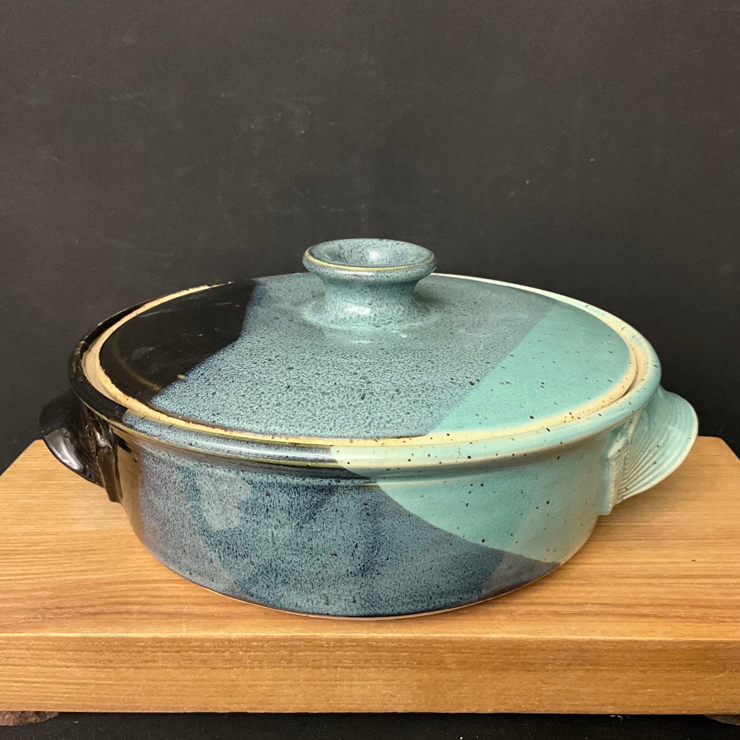 Covered Casserole in Turquoise & Midnight Black