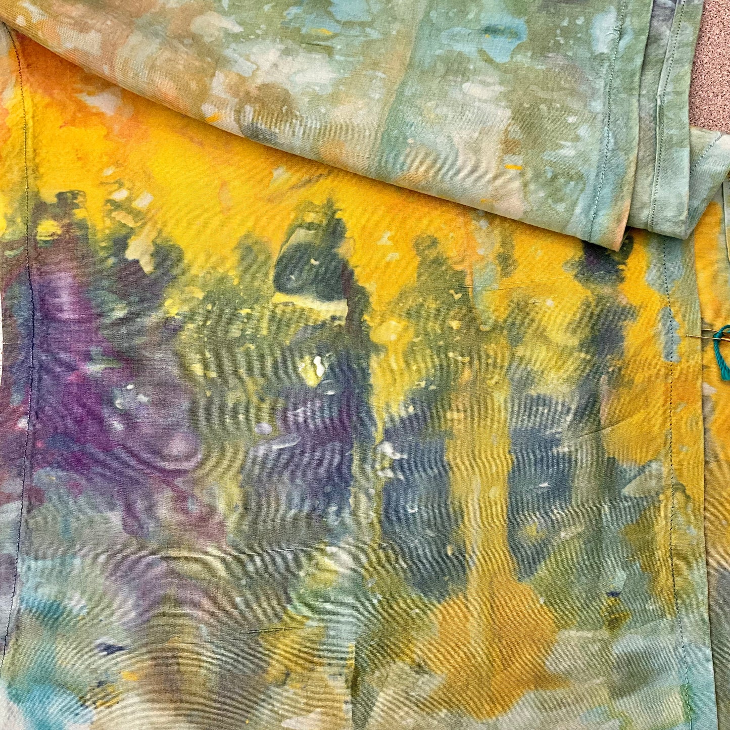 Ice Dyed Silk Dupioni scarf  - Dulac