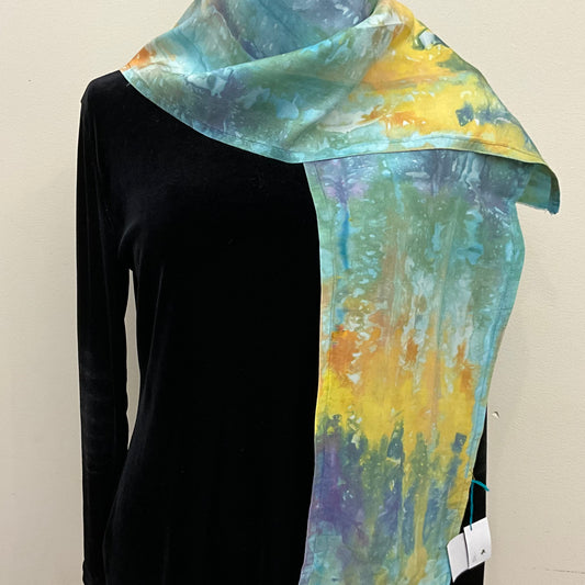 Ice Dyed Silk Dupioni scarf  - Dulac