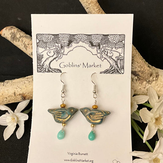 Persian Green Bird Earrings