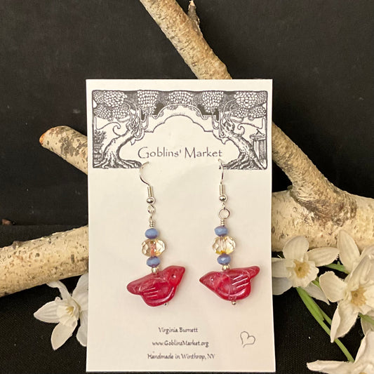 Fuchsia Pink Bird Earrings