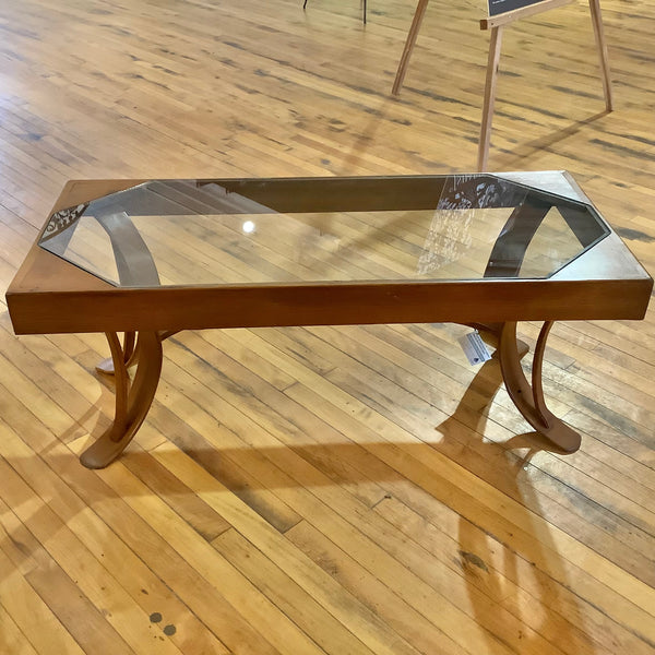 Cherry Coffee Table with Glass Top