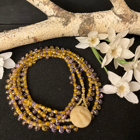 Wrap Bracelet in Lilac & Gold Droplet mix