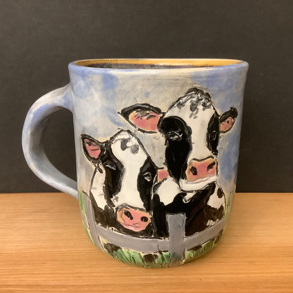 Mug with Carved Holstein Cows