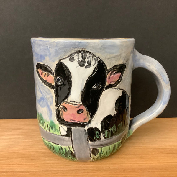 Mug with Carved Holstein Cows