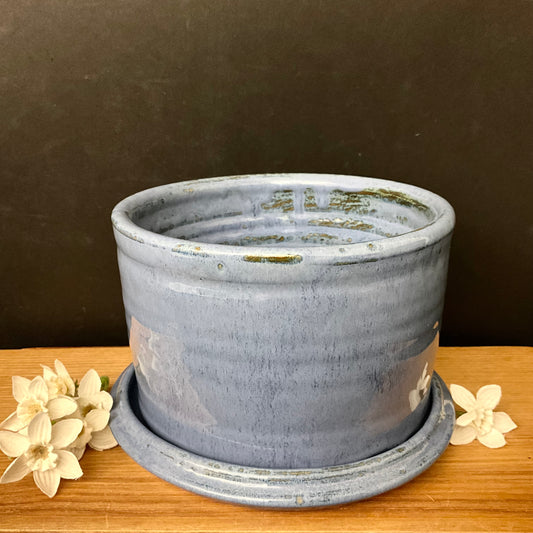 Planter with Saucer in Cornflower blue - Joanne Arvisais