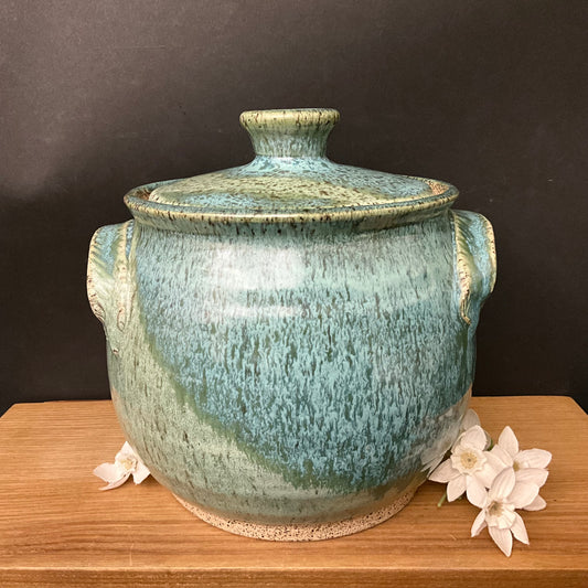 Covered Canister in Green & Turquoise