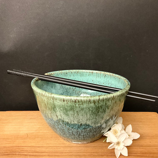 Rice Bowl in Speckled Green & Turquoise