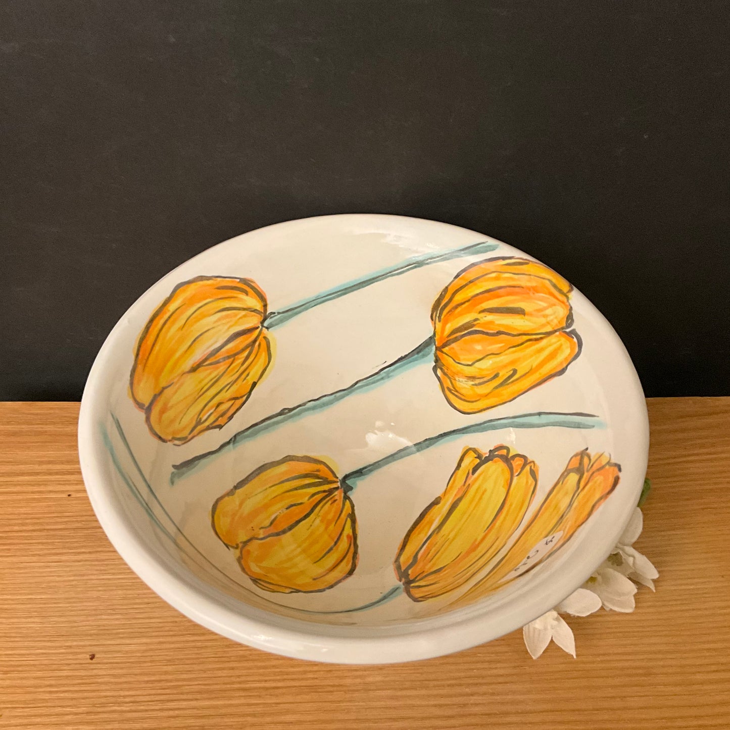 Small Bowl with Orange Tulips
