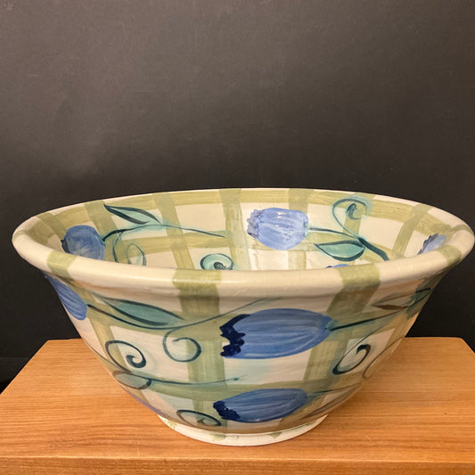 Deep Bowl with Trellis and Tulips