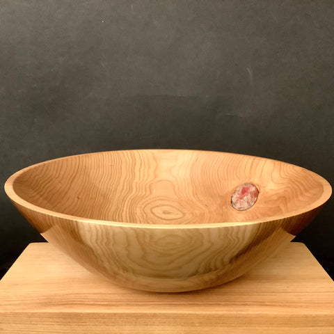 Cherry Bowl with Knot Hole Calcite Crystals