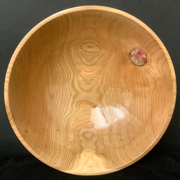 Cherry Bowl with Knot Hole Calcite Crystals