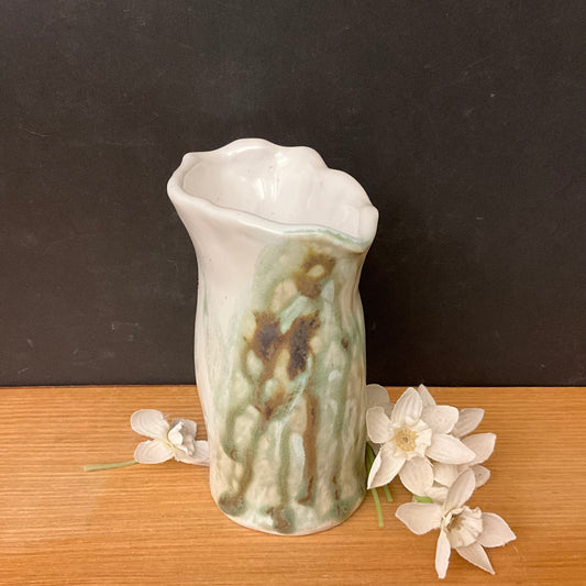 Small Bud Vase with Green Drip Glaze