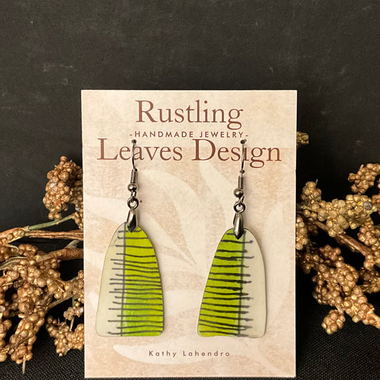 Green and White Tracks Earrings