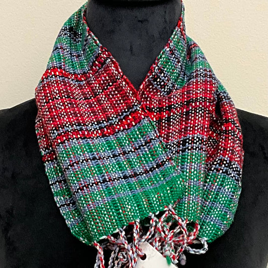 “Jamie” Infinity Scarf - J167 Red and Green
