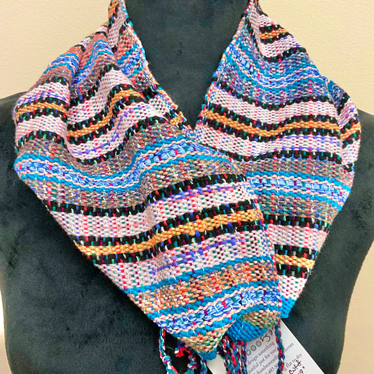 “Jamie” Infinity Scarf - J223 Blue and Peach