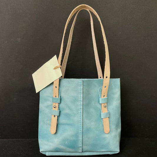 Turquoise Oil Tanned Leather Mini Satchel Purse