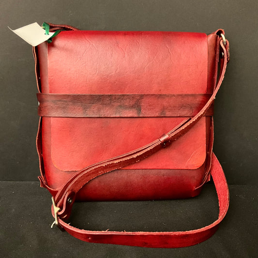 Deep Red veg-tan Leather Purse