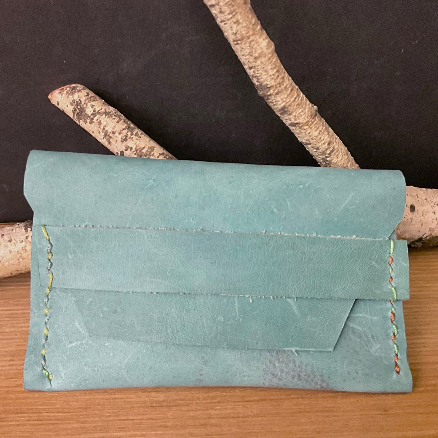Turquoise Leather Card Holder