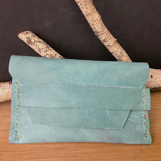 Turquoise Leather Card Holder
