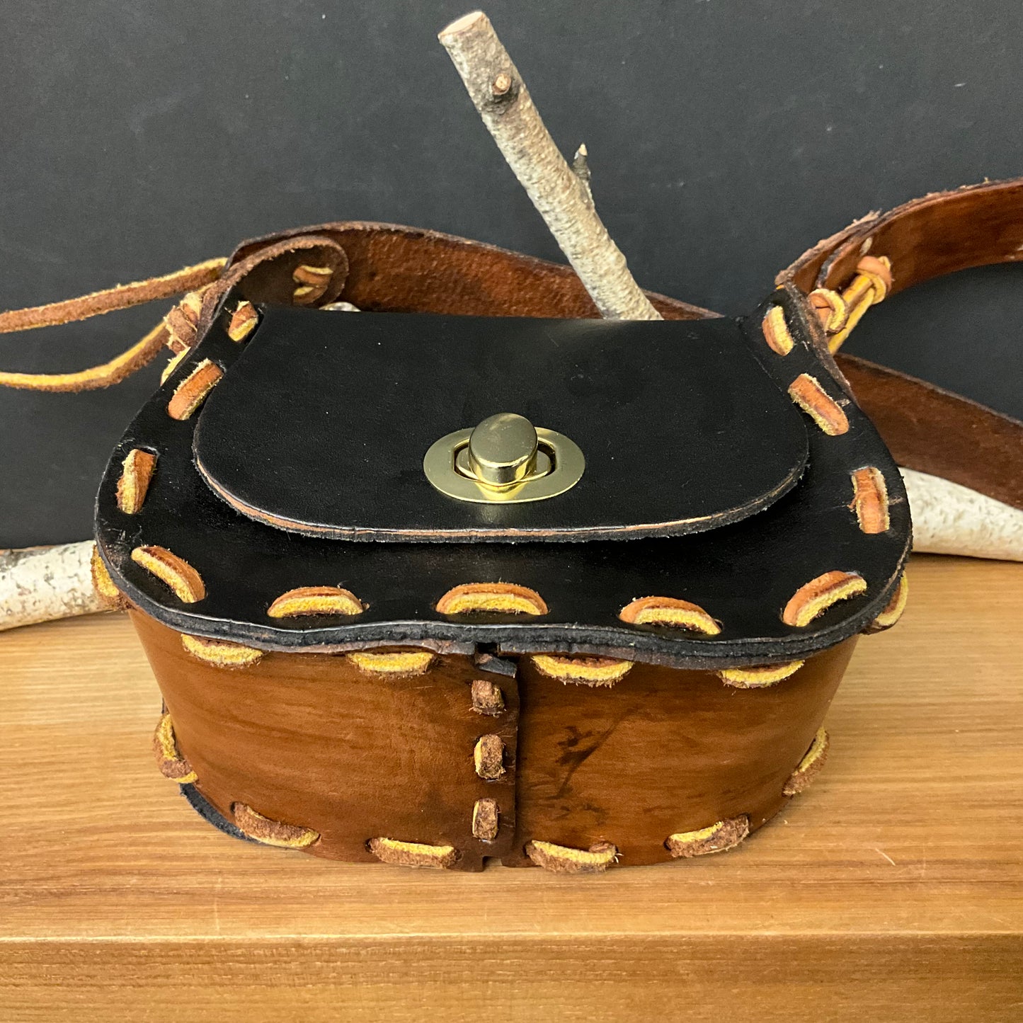 Black & Brown Leather Mini Dasher Purse