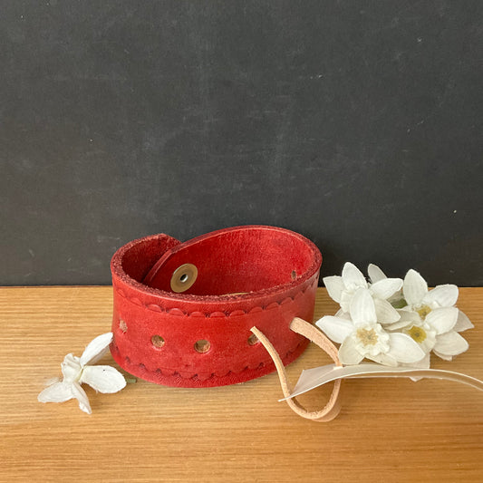 Red Leather Cuff Bracelet