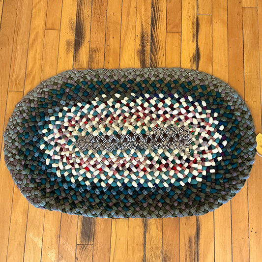 Green Mix Braided Rug - Oval