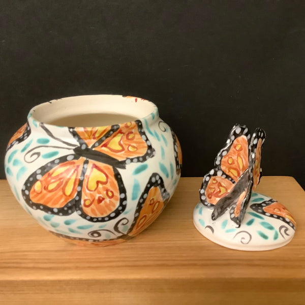 Ginger Jar with Butterflies and Butterfly Finial