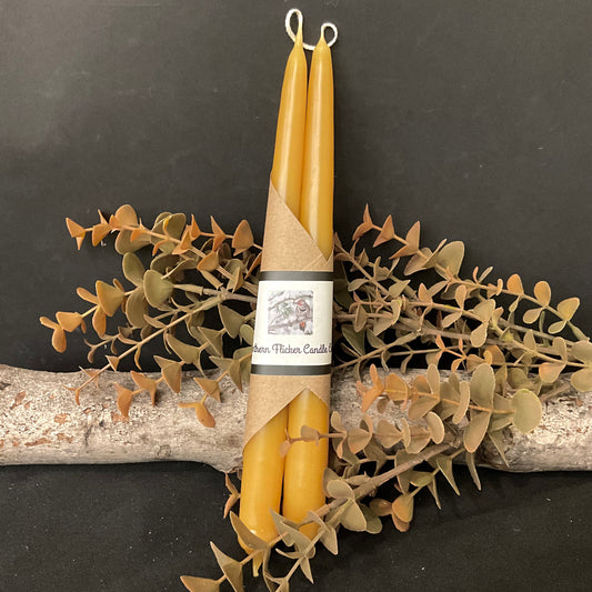 Pair of Hand Dipped Tapers Unscented Harvest Gold