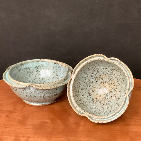 Mini Bowls Pale Blue Speckled Glaze & Split Rim