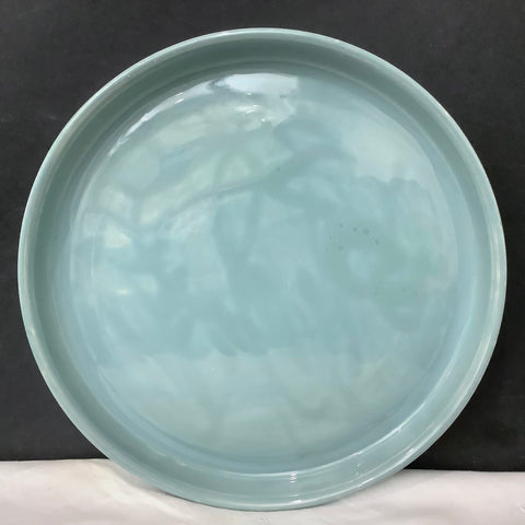 Shallow Serving Plate with Swirl Design in Aqua, Joanne Arvisais, Plattsburgh, NY