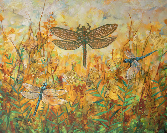 “Dragonfly Season”, Framed Painting