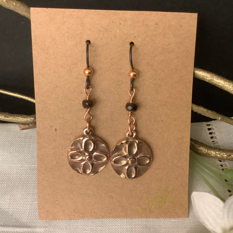 Copper Floral Earring with Beads