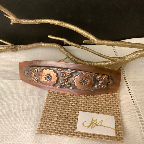 Copper French Barrette Floral Pattern