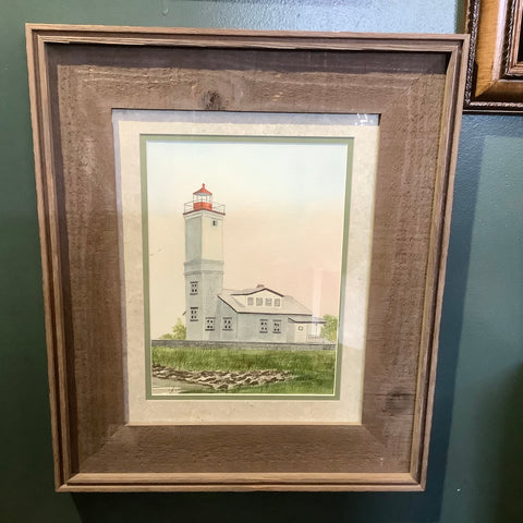 “Ogdensburg Lighthouse", Framed Original Watercolor