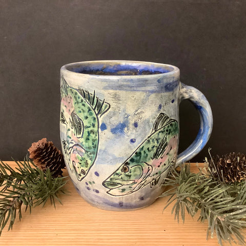 Mug with Carved Rainbow Trout